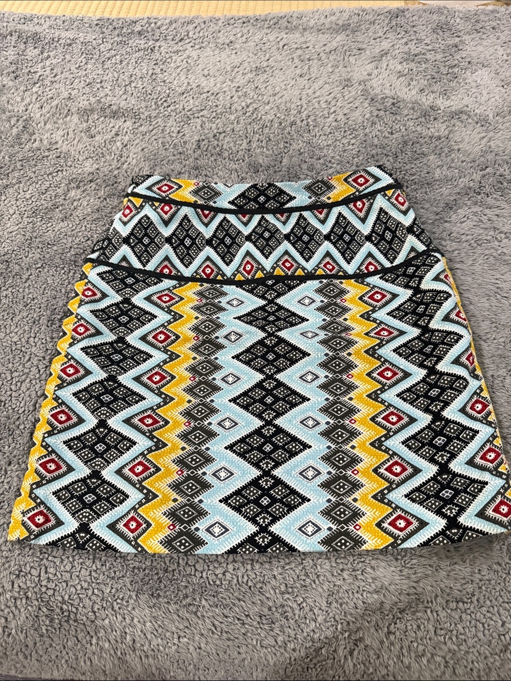 LOFT Aztec Print Mini Skirt in Black, Light Blue & Yellow